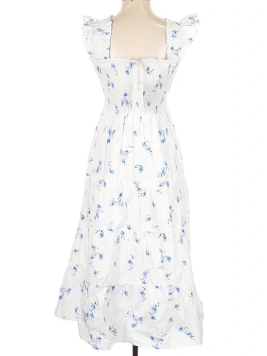 Quince 100% Organic Cotton Poplin Smocked Midi Dress Size Small Romantic Stems - Picture 6 of 12